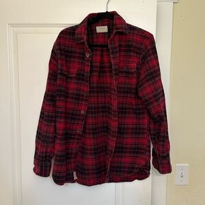 JACHS Red Plaid Flannel Button Down Shirt